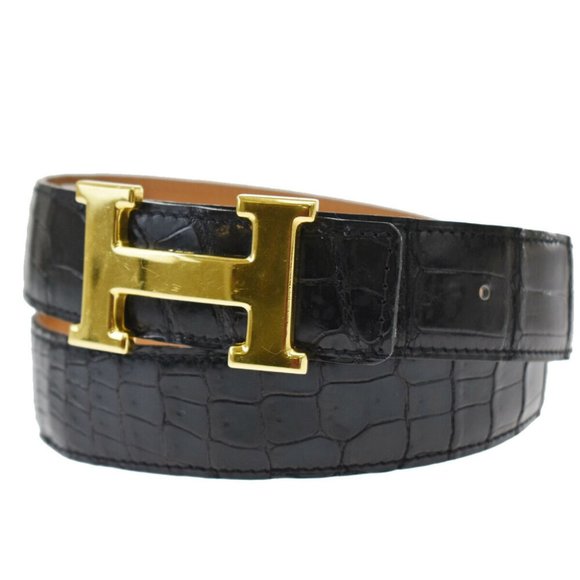 HERMES Constance H Buckle Belt Crocodile Porosus L - Picture 1 of 10